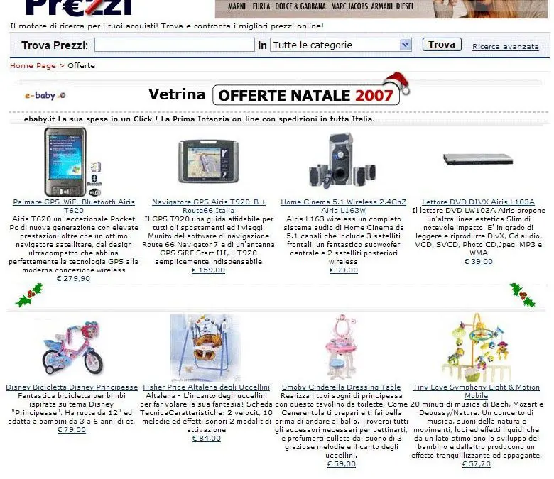 Trovaprezzi dà il via alle offerte di Natale 2007!