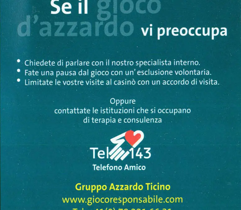 Gioco Patologico: novità, esperienza e prevenzione del fenomeno al Casinò di Lugano