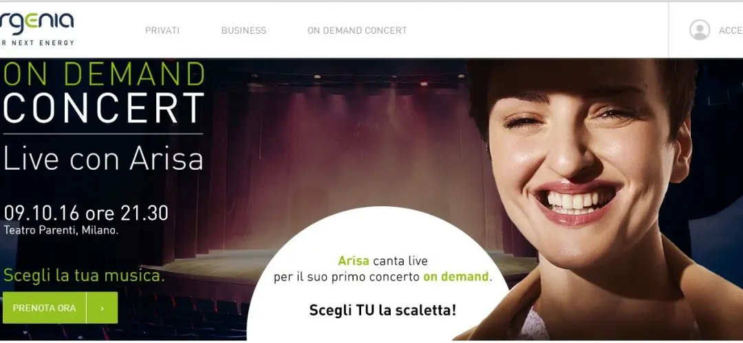 Sorgenia on demand concert: ecco la classifica provvisoria dei brani votati dal pubblico e cantati da Arisa