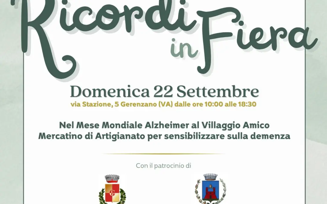 “Ricordi in Fiera” – A Villaggio Amico il mercatino di artigianato per sensibilizzare sulla demenza
