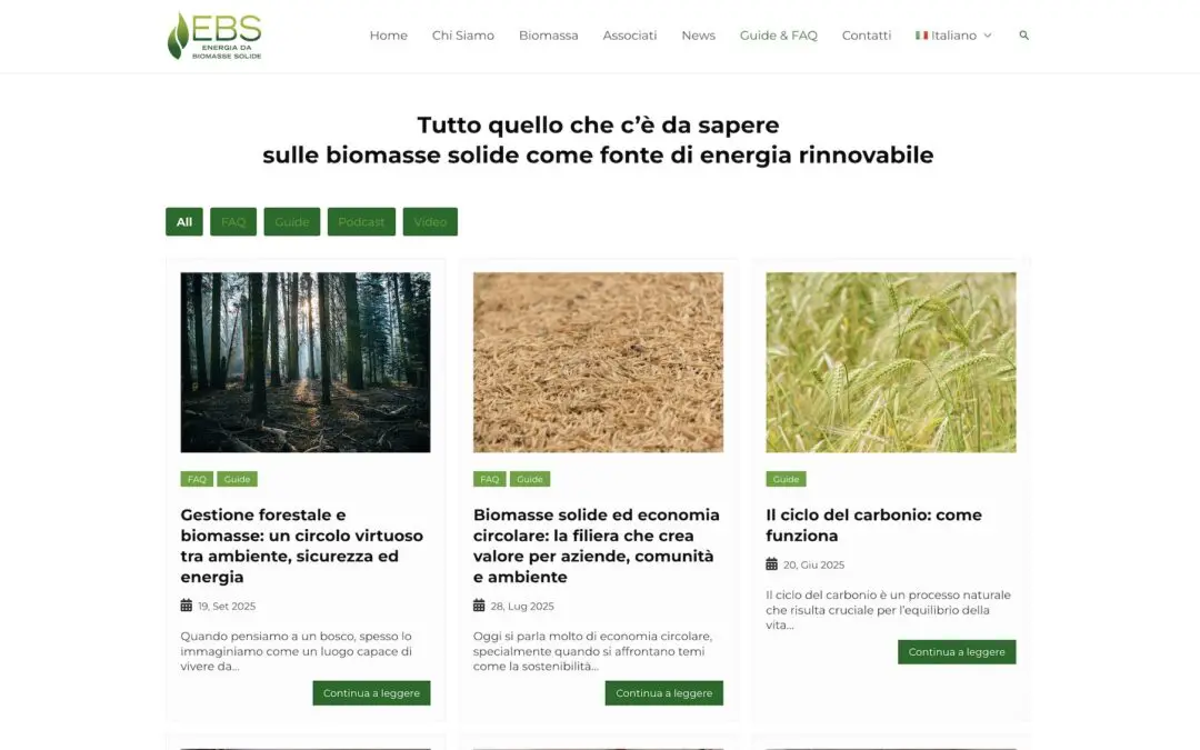 Associazione EBS: da oggi online uno spazio per fare cultura sull’energia da biomasse solide