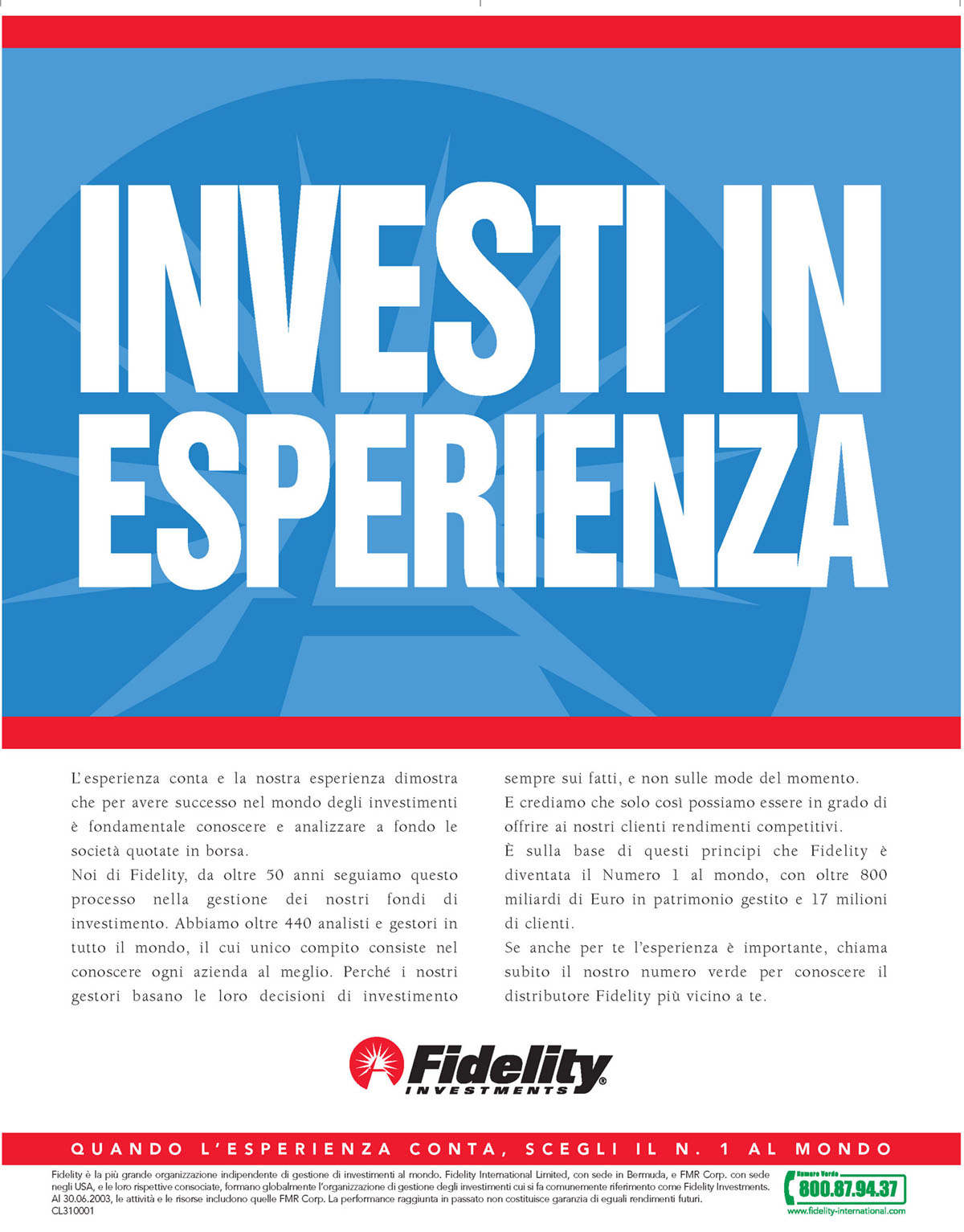 Fidelity vince  nel marketing e rinnova la pubblicita’