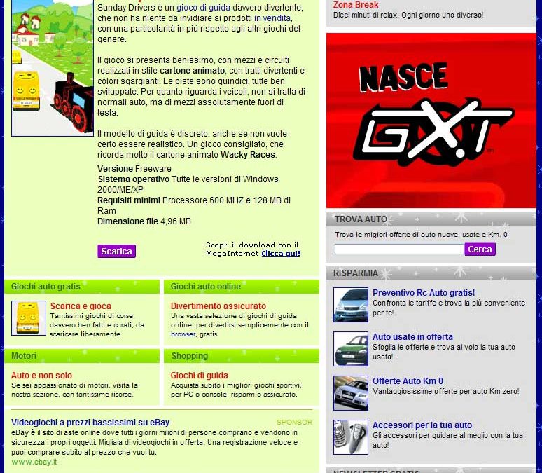 Il portale di Tuttogratis
Italia amplia i servizi dei propri canali Software e Giochi con la pubblicazione delle schede che illustrano i contenuti dis