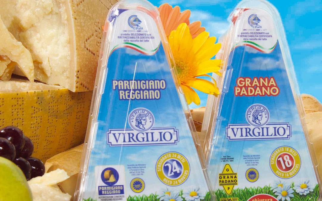 Stagionatura dichiarata e confezione richiudibile per Grana Padano e Parmigiano Reggiano Virgilio