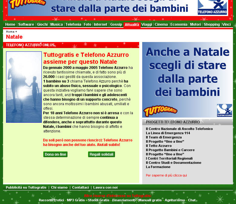 Per Natale Tuttogratis.it insieme a Telefono Azzurro