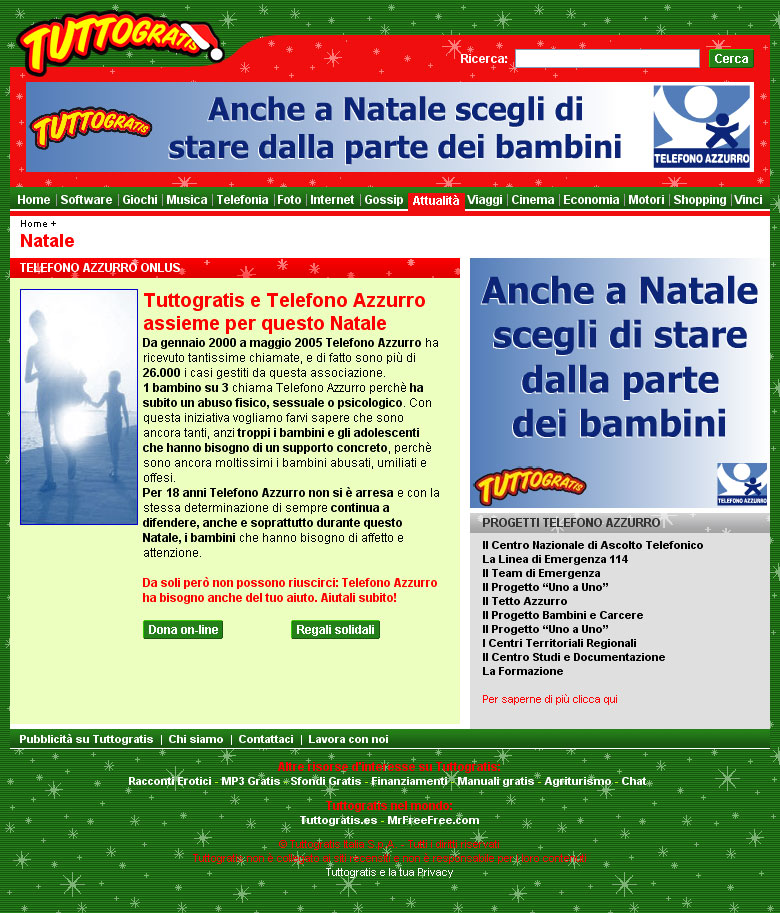 Per Natale Tuttogratis.it insieme a Telefono Azzurro