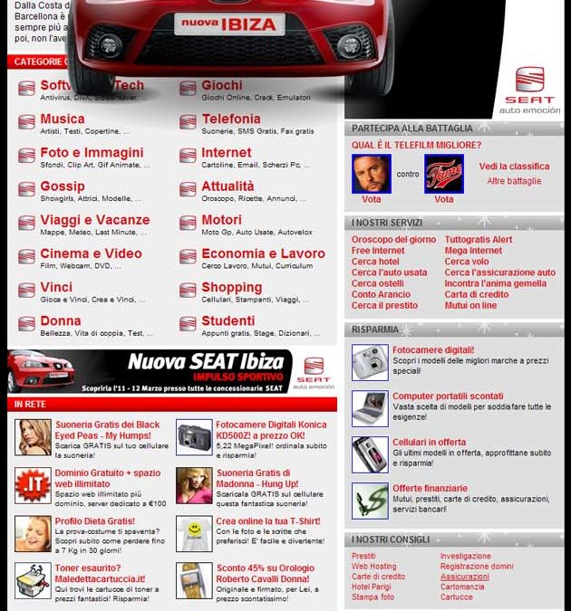 Il portale ospita la campagna Web dedicata alla nuova Ibiza con
formati di grande impatto e la personalizzazione grafica dell’homepage