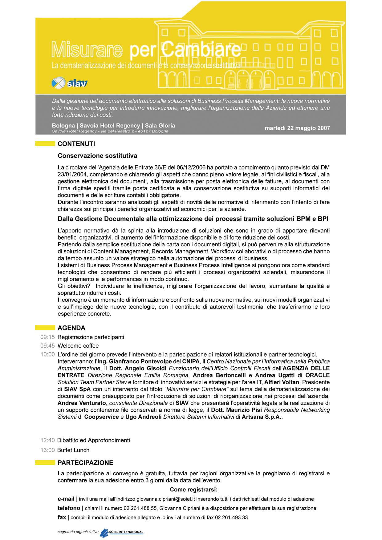 Cnipa e grandi aziende a Bologna per discutere norme e vantaggi della dematerializzazione dei documenti
