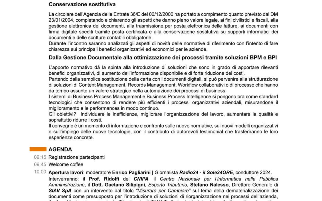 Incontro a Milano sul documento elettronico in azienda