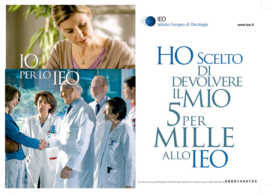 Al via la campagna per il 5 per mille per l’Istituto Europeo di Oncologia