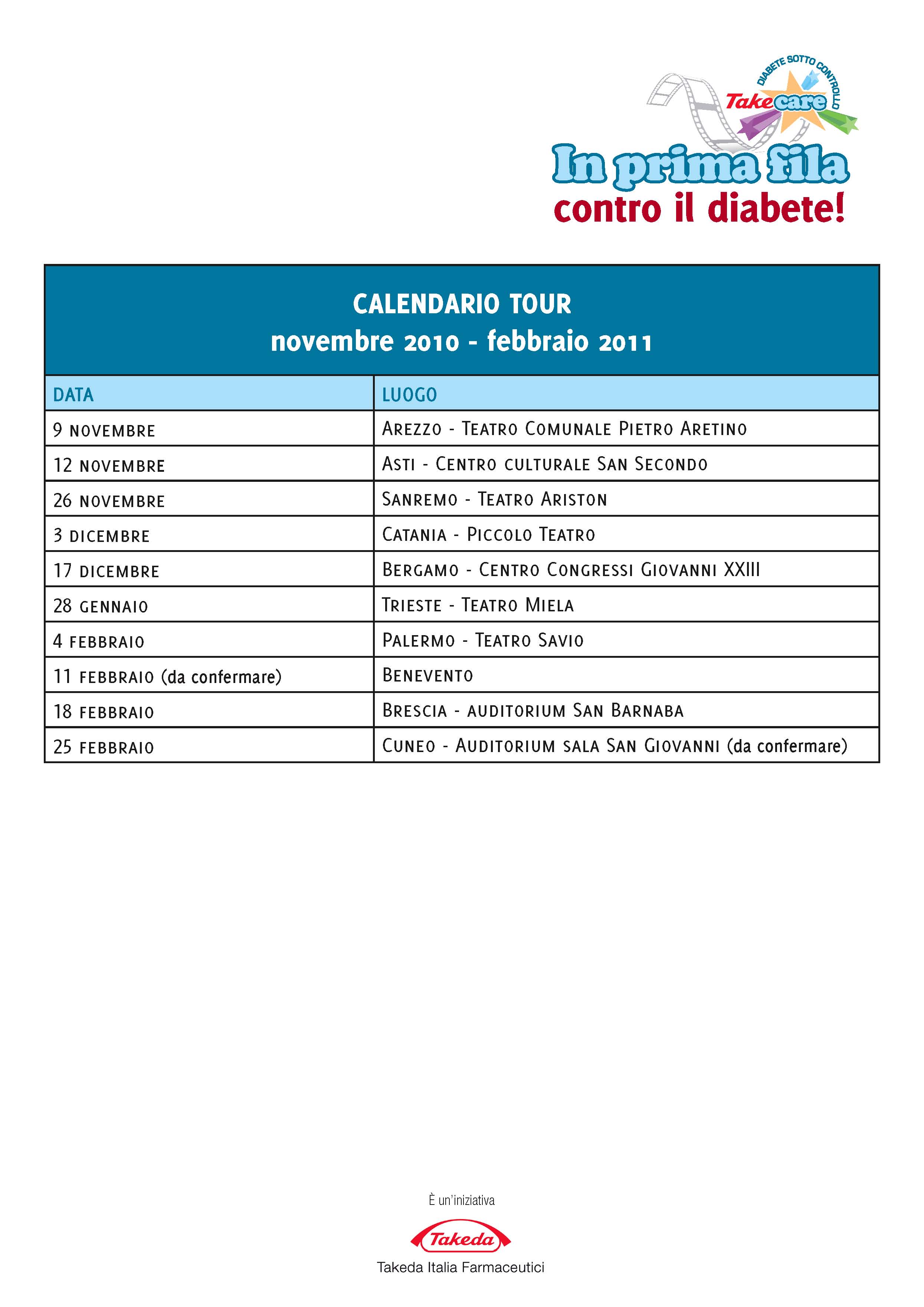 Prosegue fino a febbraio l’iniziativa “In prima fila contro il diabete”