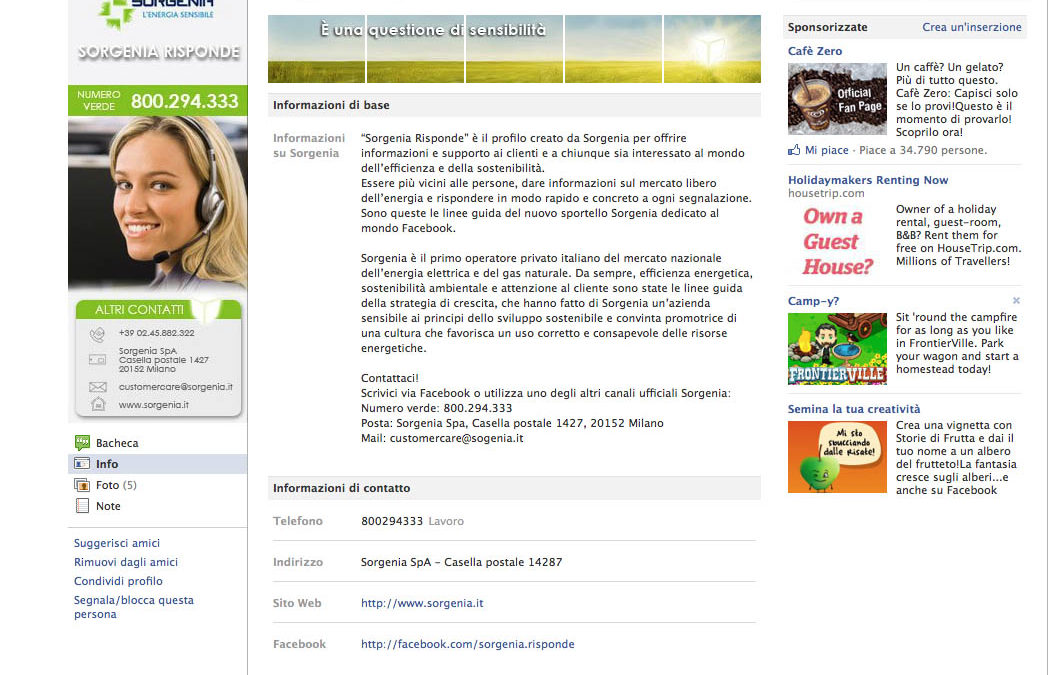 “Sorgenia Risponde” su Facebook