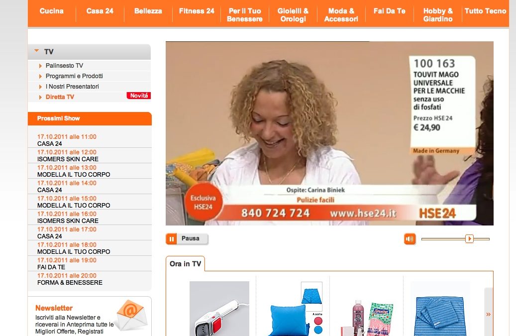 HSE24: al via la diretta streaming di tutta la programmazione