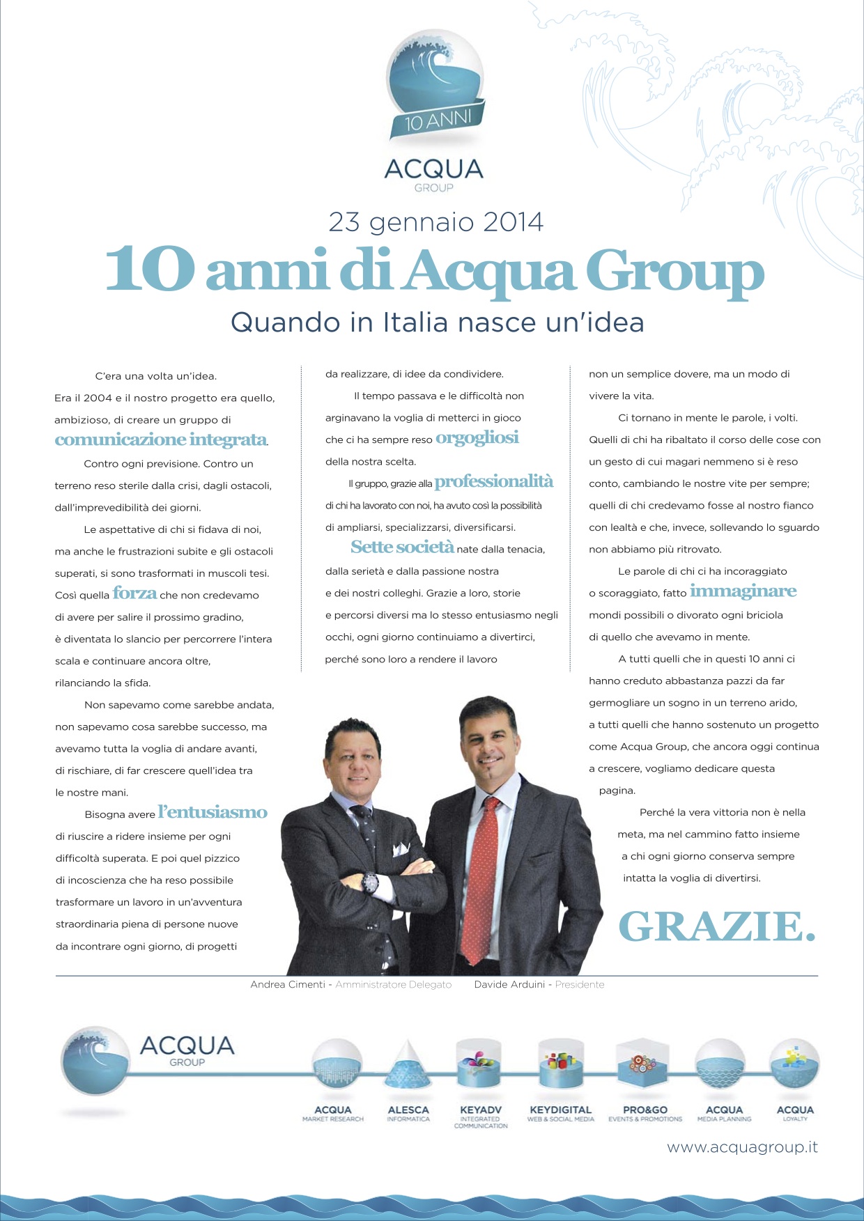 Acqua Group festeggia i suoi primi 10 anni