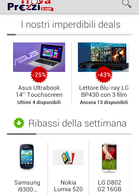 Le offerte speciali a tempo arrivano sull’app di TrovaPrezzi per Android
