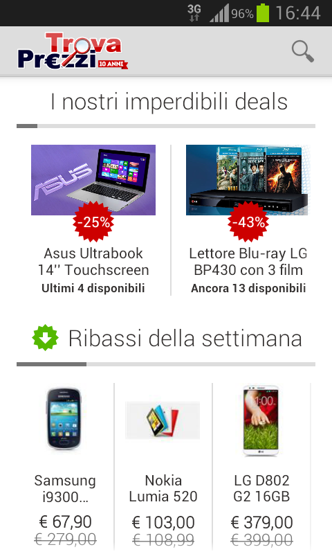 Le offerte speciali a tempo arrivano sull’app di TrovaPrezzi per Android