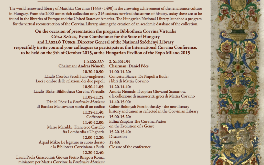 Expo Milano: al padiglione ungherese la biblioteca Corviniana rivive nel progetto Bibliotheca Corvina Virtualis