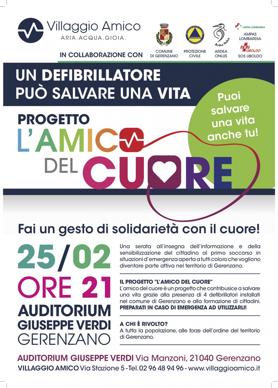 Al via il progetto “L’amico del cuore”: a Gerenzano, defibrillatori e formazione per il primo soccorso