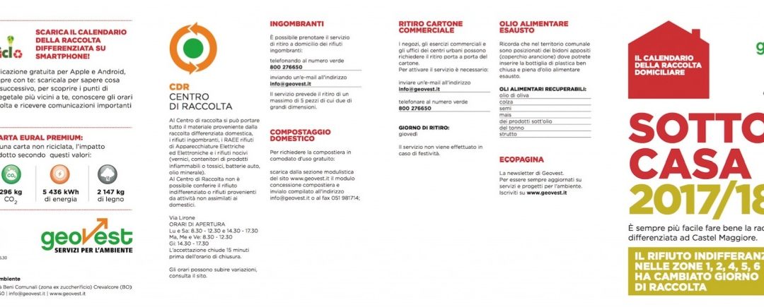 A Modena e Bologna la raccolta differenziata è ancora più green e facile con i calendari Geovest stampati su carta riciclata Eural