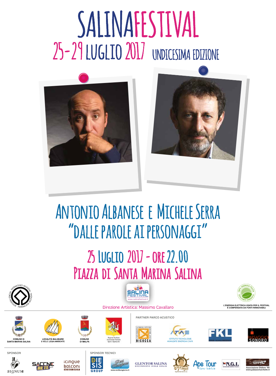 Dalle parole ai personaggi: incontro con Antonio Albanese e Michele Serra al Salina Festival 2017