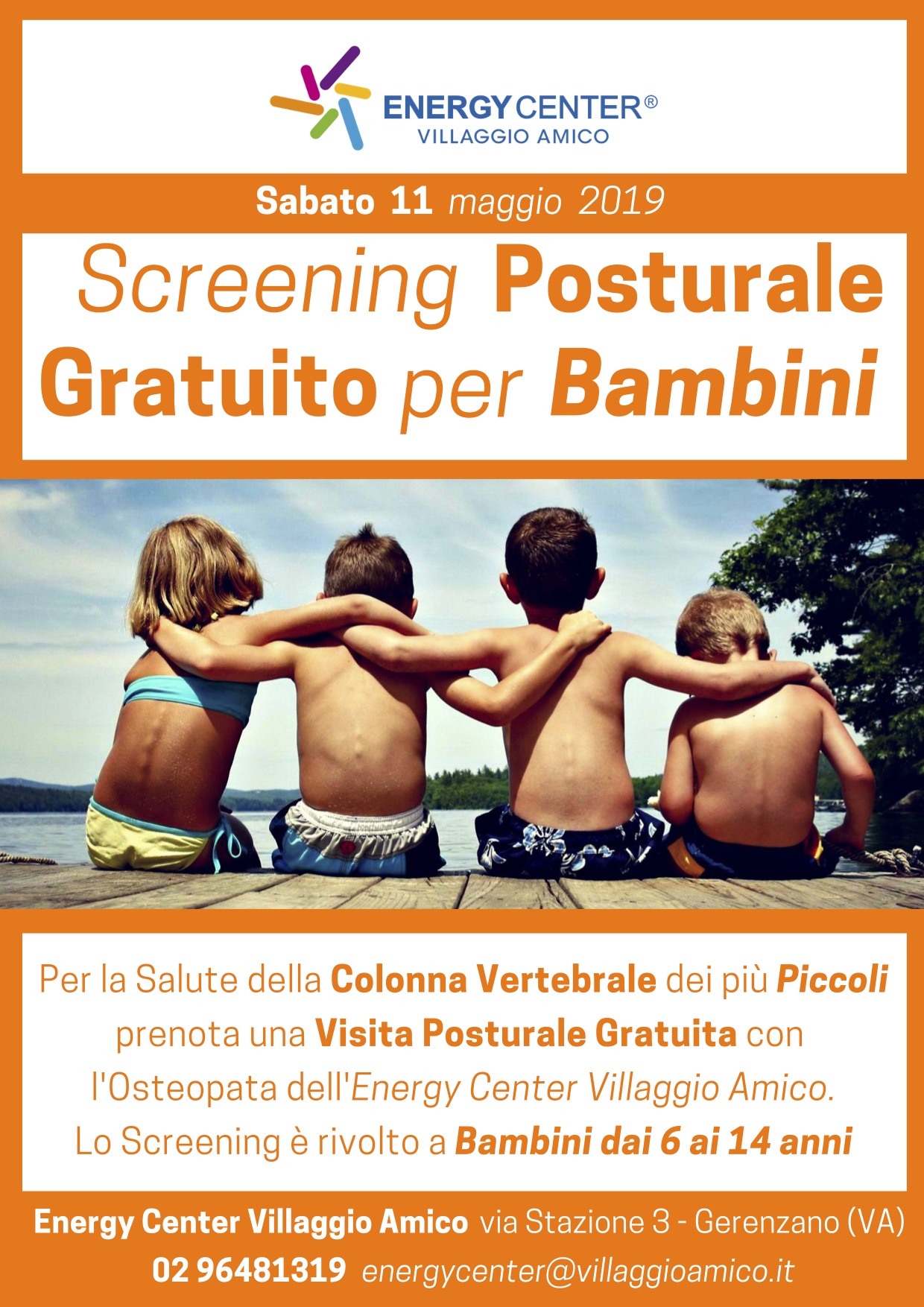 Bambini, scuola e scoliosi: prevenire è meglio che curare. A Villaggio Amico screening posturale gratuito sabato 11 maggio