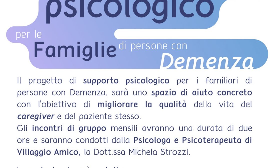 Caregiver: a Villaggio Amico un progetto per supportare i famigliari di persone con demenza