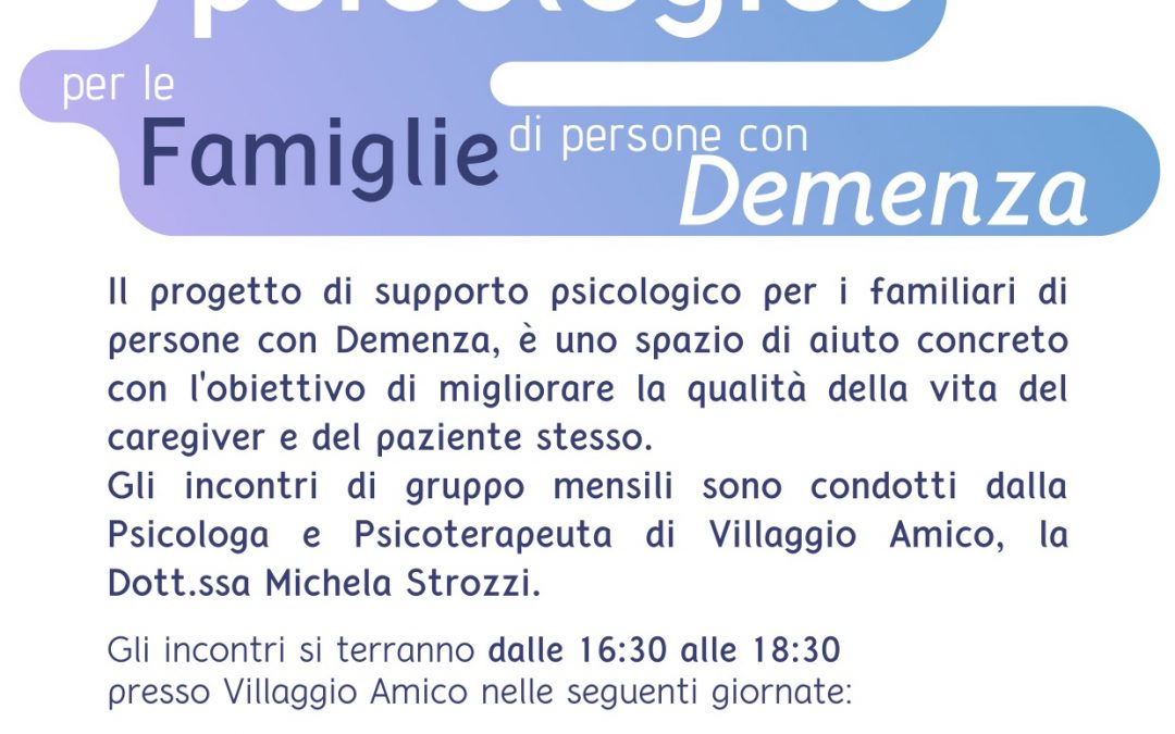 Caregiver e supporto psicologico: continuano gli appuntamenti a Villaggio Amico