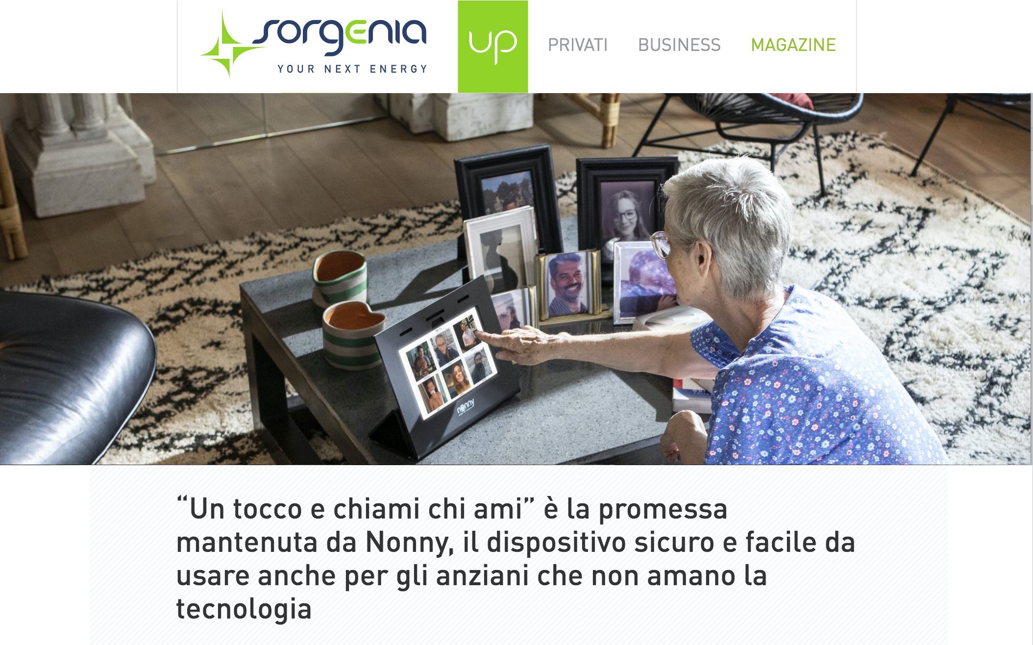 NONNY® E SORGENIA INSIEME PER UN PROGETTO DI SOLIDARIETÀ DIGITALE DEDICATO AGLI OVER 80