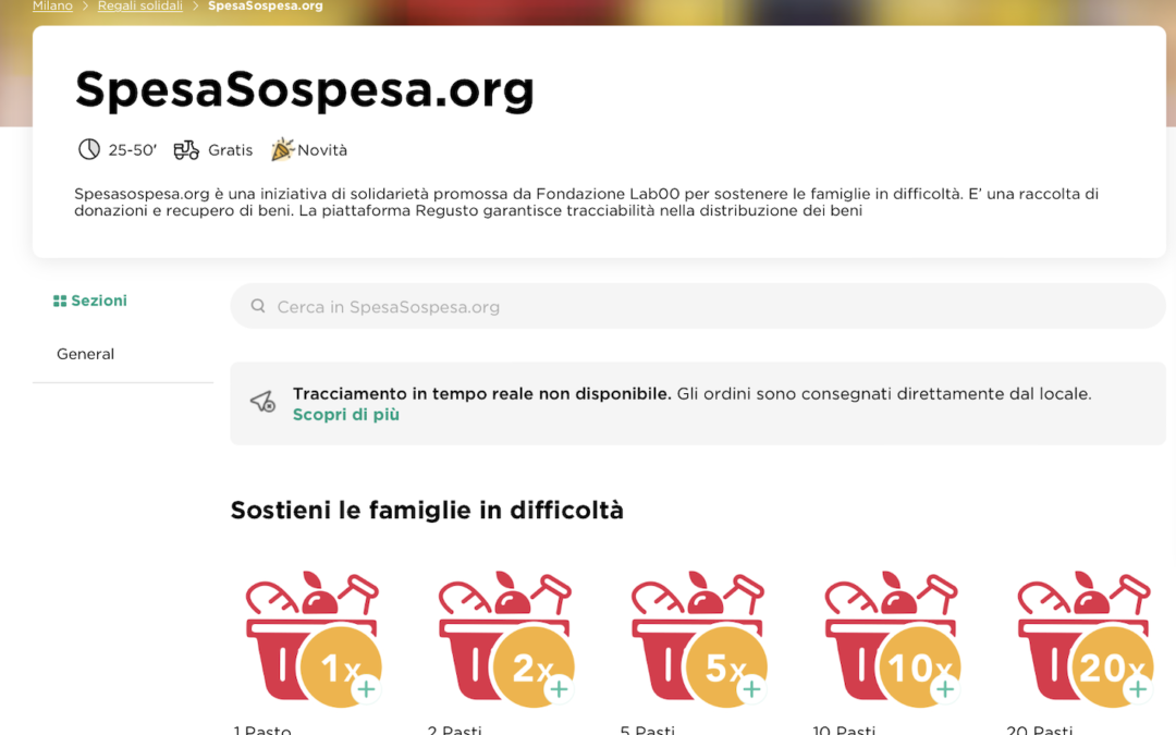 Natale solidale su Glovo: fino al 25 dicembre SpesaSospesa.org tra i “regali solidali”