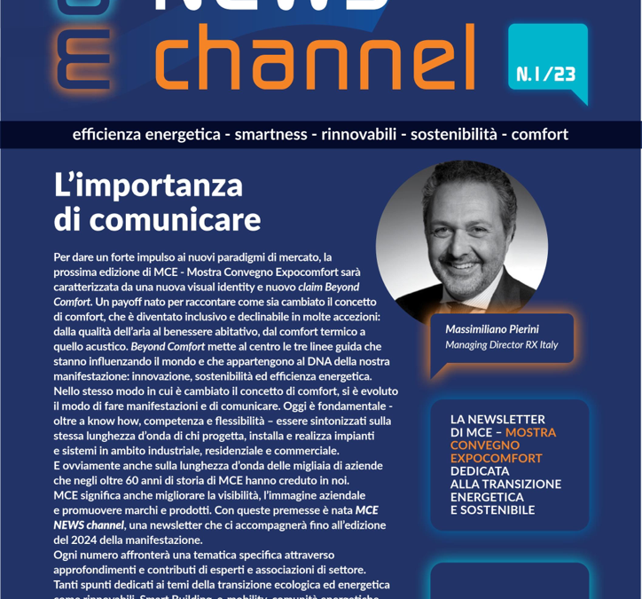 Nasce “MCE NEWS Channel”, la newsletter di MCE – Mostra Convegno Expocomfort per restare aggiornati con le novità del settore del comfort