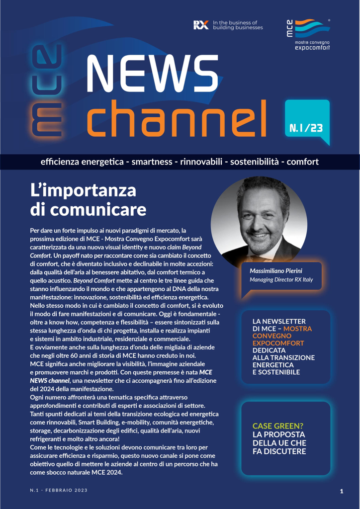 Nasce “MCE NEWS Channel”, la newsletter di MCE – Mostra Convegno Expocomfort per restare aggiornati con le novità del settore del comfort