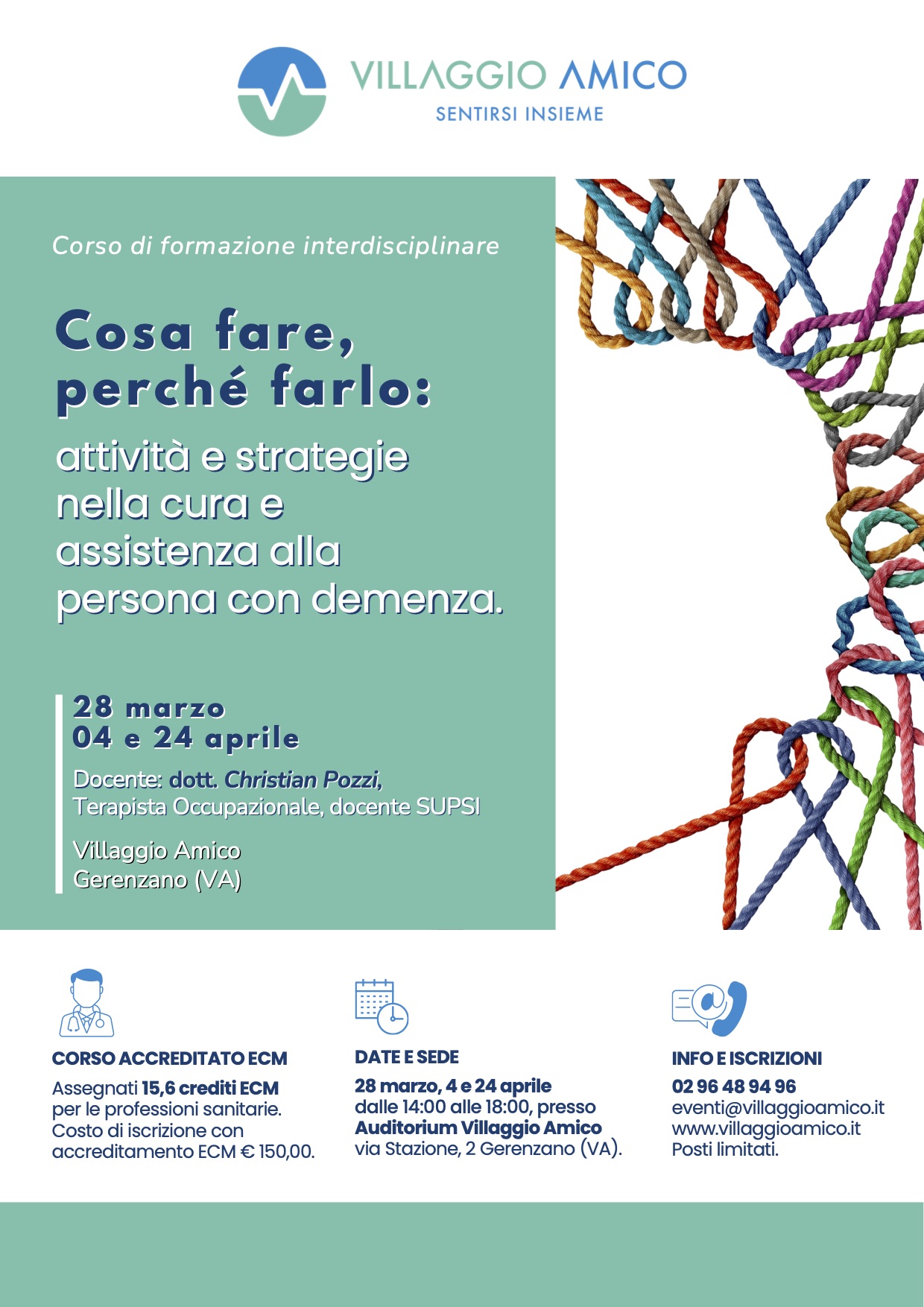 Assistenza alle persone con demenza – A Villaggio Amico un corso di formazione su attività e strategie nella cura