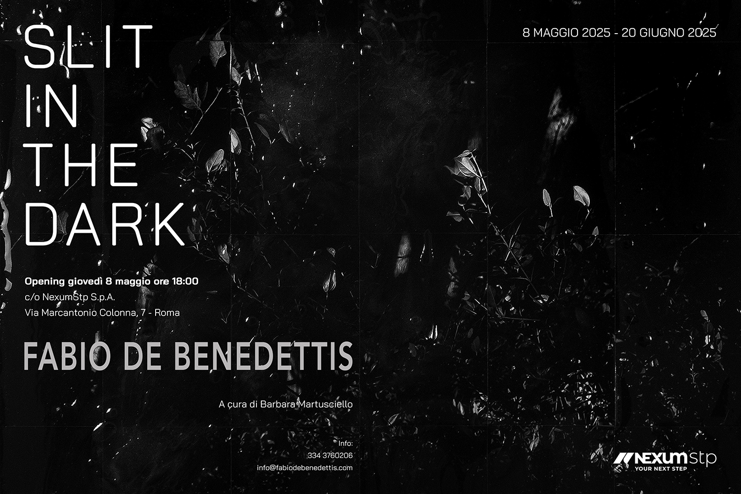 Opening della mostra Slit in the dark|La luce fende il buio l’8 maggio a Roma nella sede di NexumStp